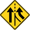 Road merging sign