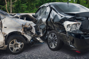 Broken cars after a collision