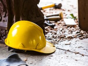 yellow hard hat of a Construction worker