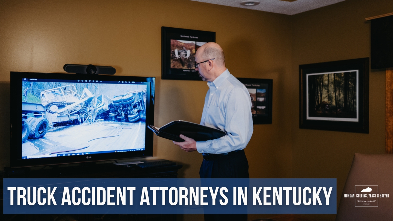 Truck Accident Attorneys in Kentucky (Roy Collins in the photo investigating a truck accident)